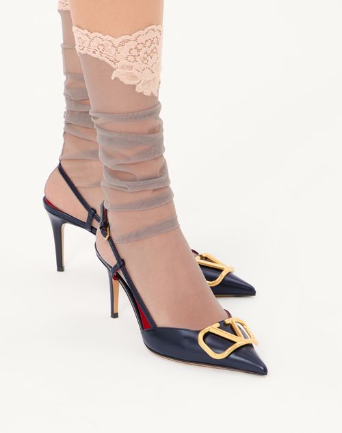 Valentino Garavani - Vlogo Signature Calfskin Slingback Pump 80mm - Black - Woman - Pumps And Slingbacks